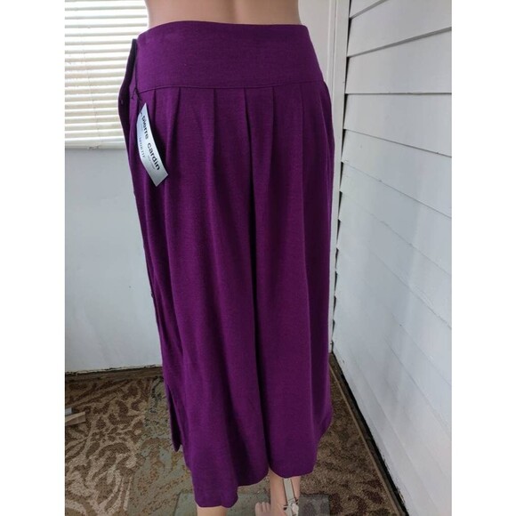 Side Button Purple Skirt Wool Pierre Cardin 80s New S 26 Waist - Picture 5 of 6